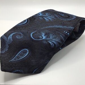 Hanson Black and Blue Paisley Clip on Tie